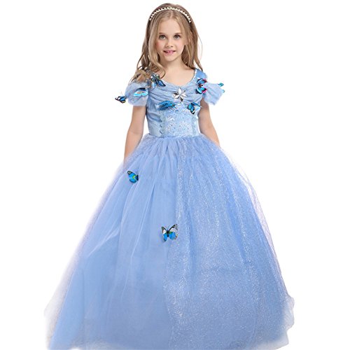 Girls Princess Dresses Costume Party Dress Up Blue Dress with Butterfl jiaduofashion Girls Princess Dresses Costume Party Dress Up Blue Dress with Butterfl jiaduofashion